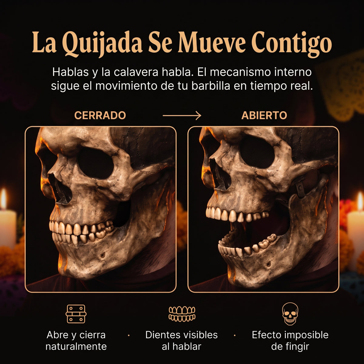 Máscara de Calavera/Casco De Cabeza Completa Con Mandíbula Móvil